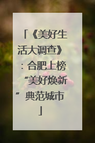《美好生活大调查》：合肥上榜“美好焕新”典范城市
