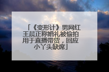 《变形计》男网红王晨正称婚礼被偷拍用于直播带货，回应小丫头缺席