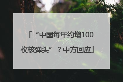 “中国每年约增100枚核弹头”？中方回应