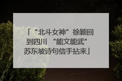 “北斗女神”徐颖回到四川 “能文能武”苏东坡诗句信手拈来