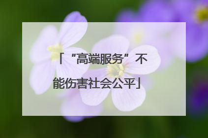 “高端服务”不能伤害社会公平