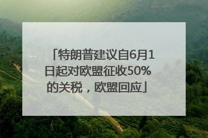 特朗普建议自6月1日起对欧盟征收50%的关税，欧盟回应