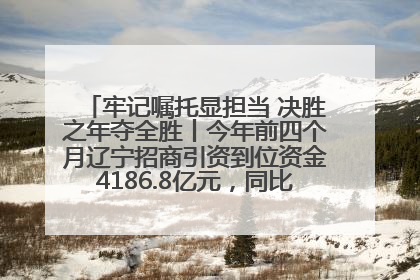 牢记嘱托显担当 决胜之年夺全胜丨今年前四个月辽宁招商引资到位资金4186.8亿元，同比增长17.4%