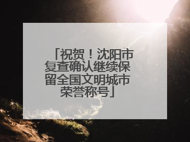祝贺！沈阳市复查确认继续保留全国文明城市荣誉称号