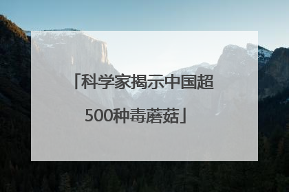 科学家揭示中国超500种毒蘑菇