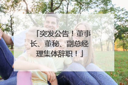 突发公告！董事长、董秘、副总经理集体辞职！