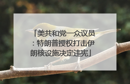 美共和党一众议员：特朗普授权打击伊朗核设施决定违宪