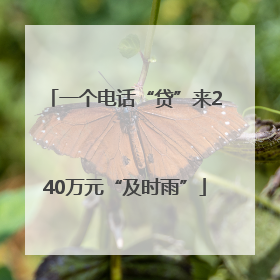 一个电话“贷”来240万元“及时雨”