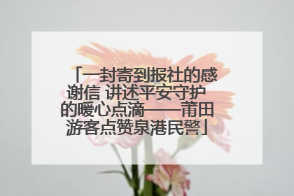 一封寄到报社的感谢信 讲述平安守护的暖心点滴——莆田游客点赞泉港民警