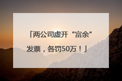 两公司虚开“富余”发票，各罚50万！