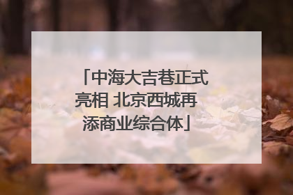 中海大吉巷正式亮相 北京西城再添商业综合体
