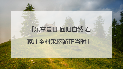 乐享夏日 回归自然 石家庄乡村采摘游正当时