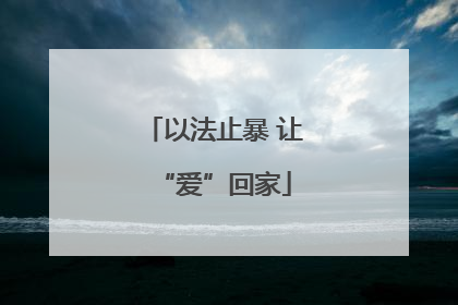 以法止暴 让“爱”回家