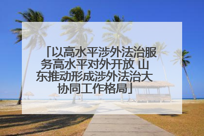 以高水平涉外法治服务高水平对外开放 山东推动形成涉外法治大协同工作格局
