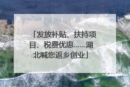 发放补贴、扶持项目、税费优惠……湖北喊您返乡创业