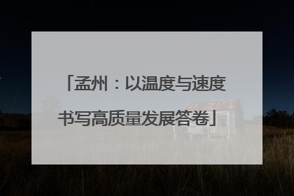 孟州：以温度与速度书写高质量发展答卷
