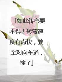 如此转弯要不得！转弯速度有点快，驶至对向车道，撞了