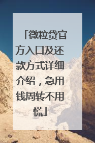 微粒贷官方入口及还款方式详细介绍，急用钱周转不用慌