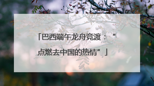 巴西端午龙舟竞渡：“点燃去中国的热情”