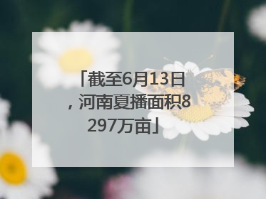 截至6月13日，河南夏播面积8297万亩