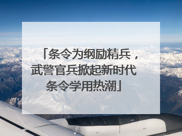 条令为纲励精兵，武警官兵掀起新时代条令学用热潮