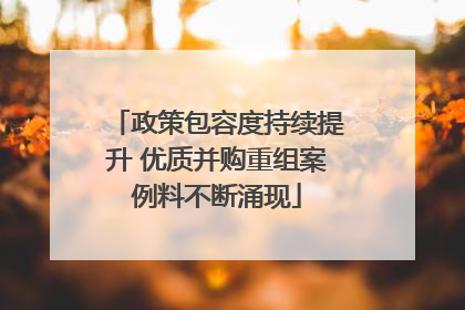 政策包容度持续提升 优质并购重组案例料不断涌现
