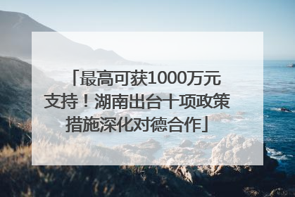 最高可获1000万元支持！湖南出台十项政策措施深化对德合作