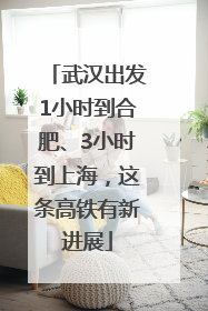 武汉出发1小时到合肥、3小时到上海，这条高铁有新进展