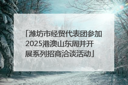 潍坊市经贸代表团参加2025港澳山东周并开展系列招商洽谈活动