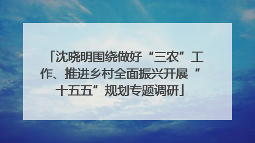 沈晓明围绕做好“三农”工作、推进乡村全面振兴开展“十五五”规划专题调研