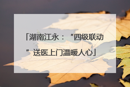 湖南江永：“四级联动”送医上门温暖人心