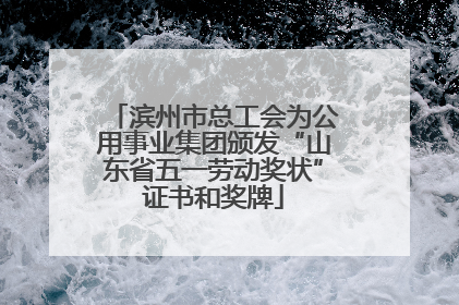 滨州市总工会为公用事业集团颁发“山东省五一劳动奖状”证书和奖牌