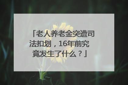 老人养老金突遭司法扣划，16年前究竟发生了什么？