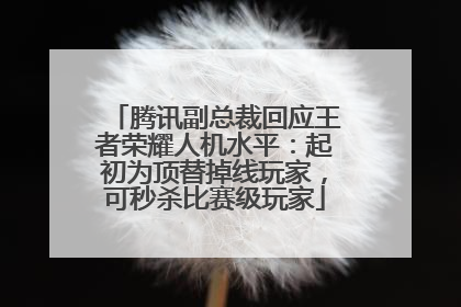 腾讯副总裁回应王者荣耀人机水平：起初为顶替掉线玩家，可秒杀比赛级玩家