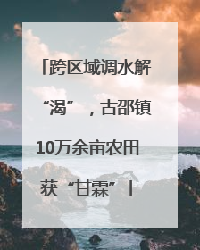 跨区域调水解“渴”，古邵镇10万余亩农田获“甘霖”