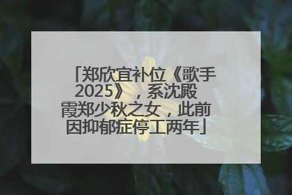 郑欣宜补位《歌手2025》，系沈殿霞郑少秋之女，此前因抑郁症停工两年