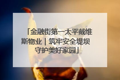 金融街第一太平戴维斯物业｜筑牢安全堤坝 守护美好家园
