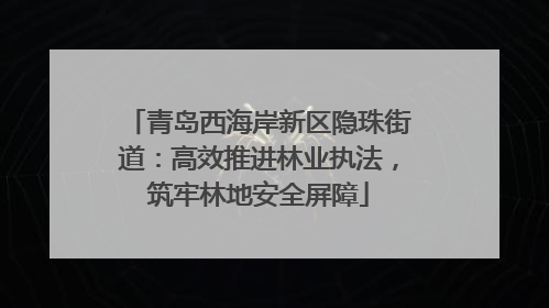 青岛西海岸新区隐珠街道：高效推进林业执法，筑牢林地安全屏障
