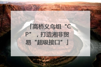 高桥义乌组“CP”，打造湘非贸易“超级接口”