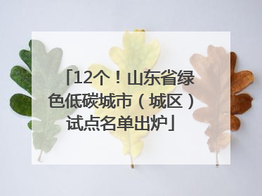 12个！山东省绿色低碳城市（城区）试点名单出炉